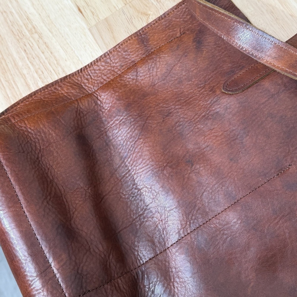 Two Bar West Leather Tote Bag Brown Southwestern Cross Stone Boho Western Purse - Picture 7 of 16